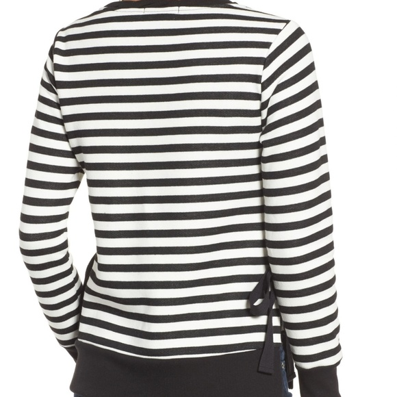 Gibson Black and White Striped Side Tie Sweatshirt - Picture 3 of 3